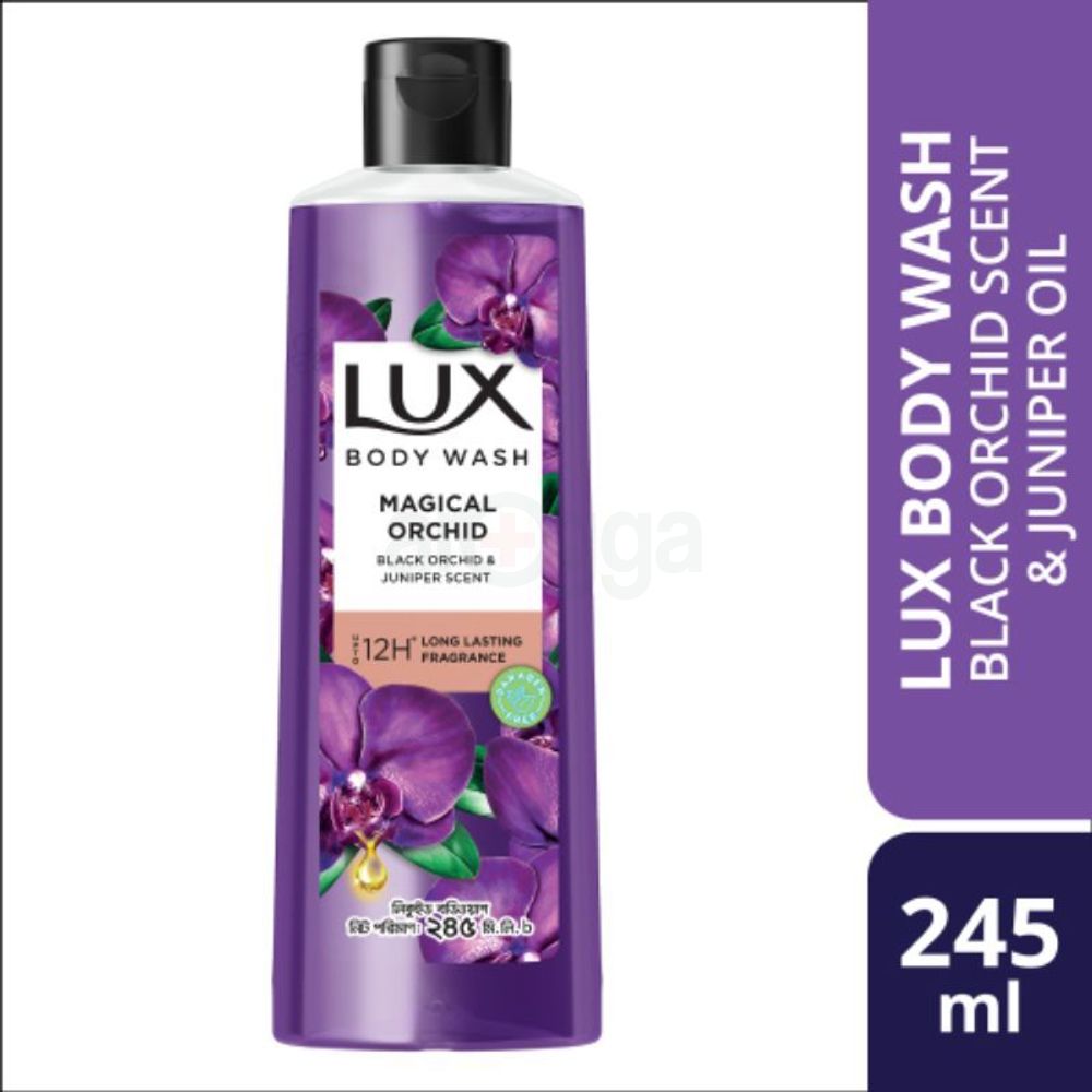 Lux Body Wash Black Orchid Scent & Juniper Oil 245ml (Free Loofah)